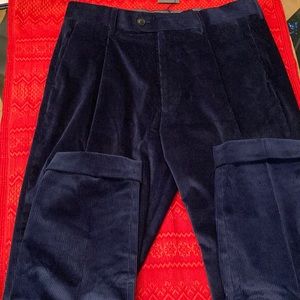 Todd Snyder blue cords pleated front slacks with cuffs. 33 waist. See innerseam